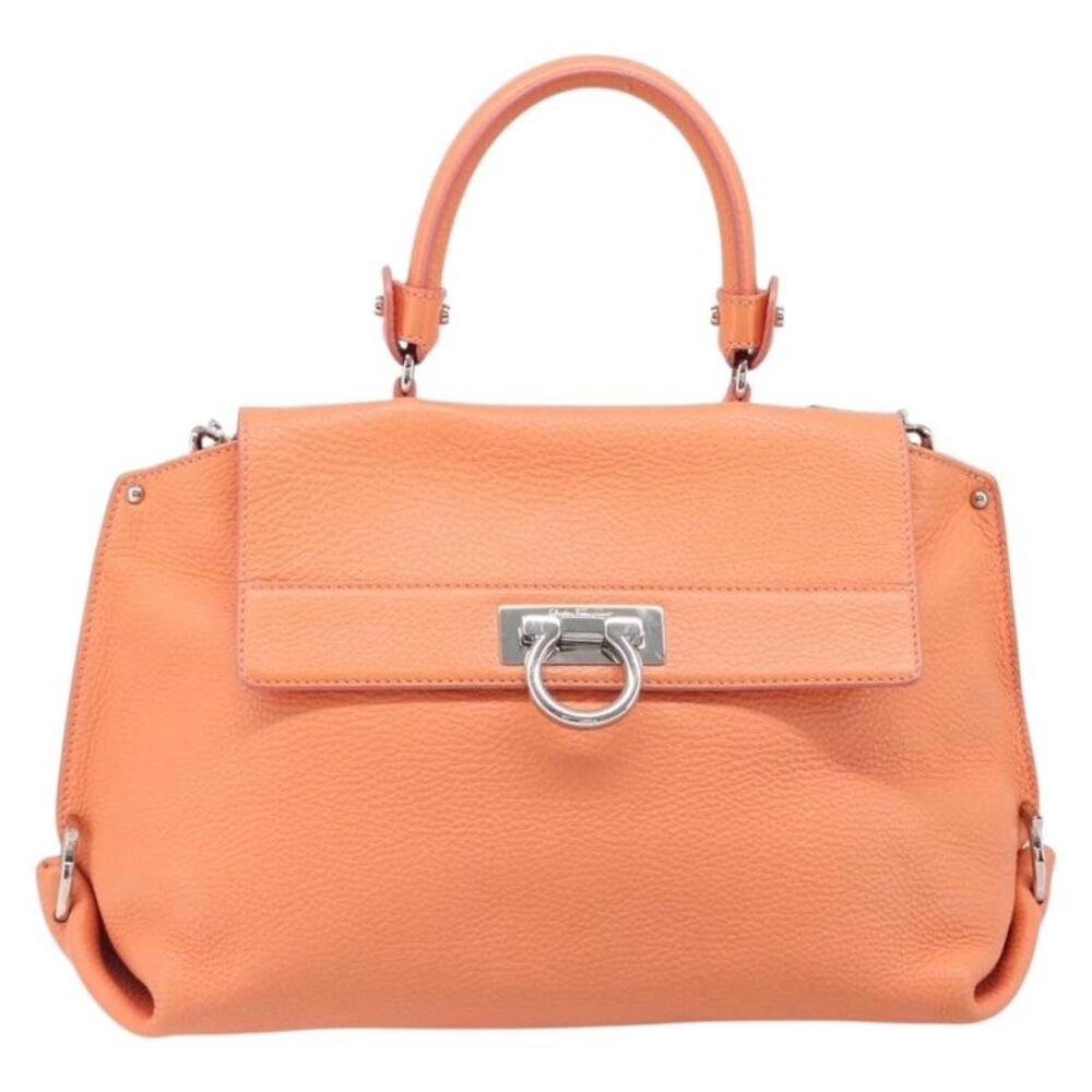 Salvatore Ferragamo Sofia Satchel Leather Orange Leather Handbag